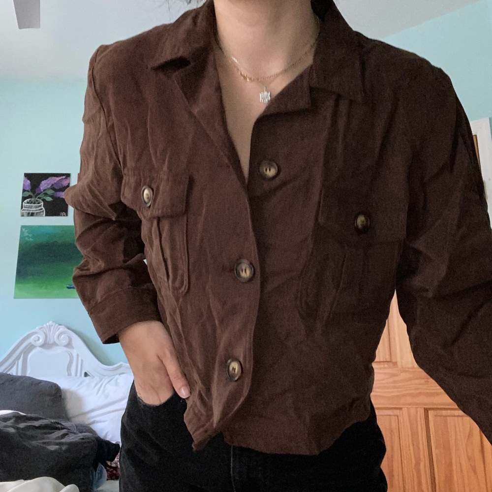 Brown Button Up Light Jacket - image 2